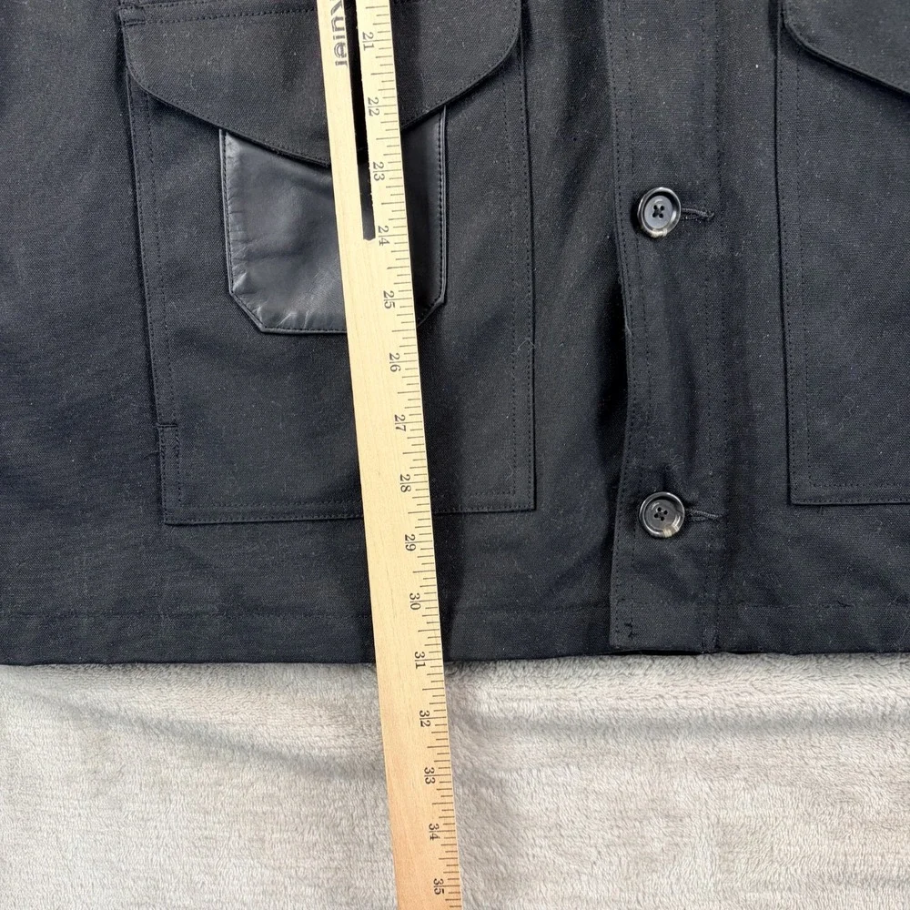 Polo Ralph Lauren Oilskin Waxed Canvas Leather Black Hunting Jacket Coat Men XL